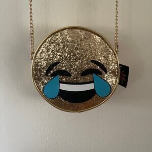 Olivia Miller Gold Glitter Emoji Crossbody Bag Tears Of Joy NWT OMZ-0852